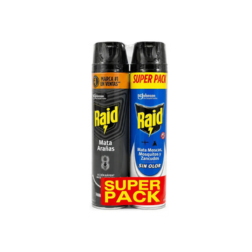 RAID Pack Insecticida Aerosol Mata Arañas + Mata Moscas Mosquito y Zancudos